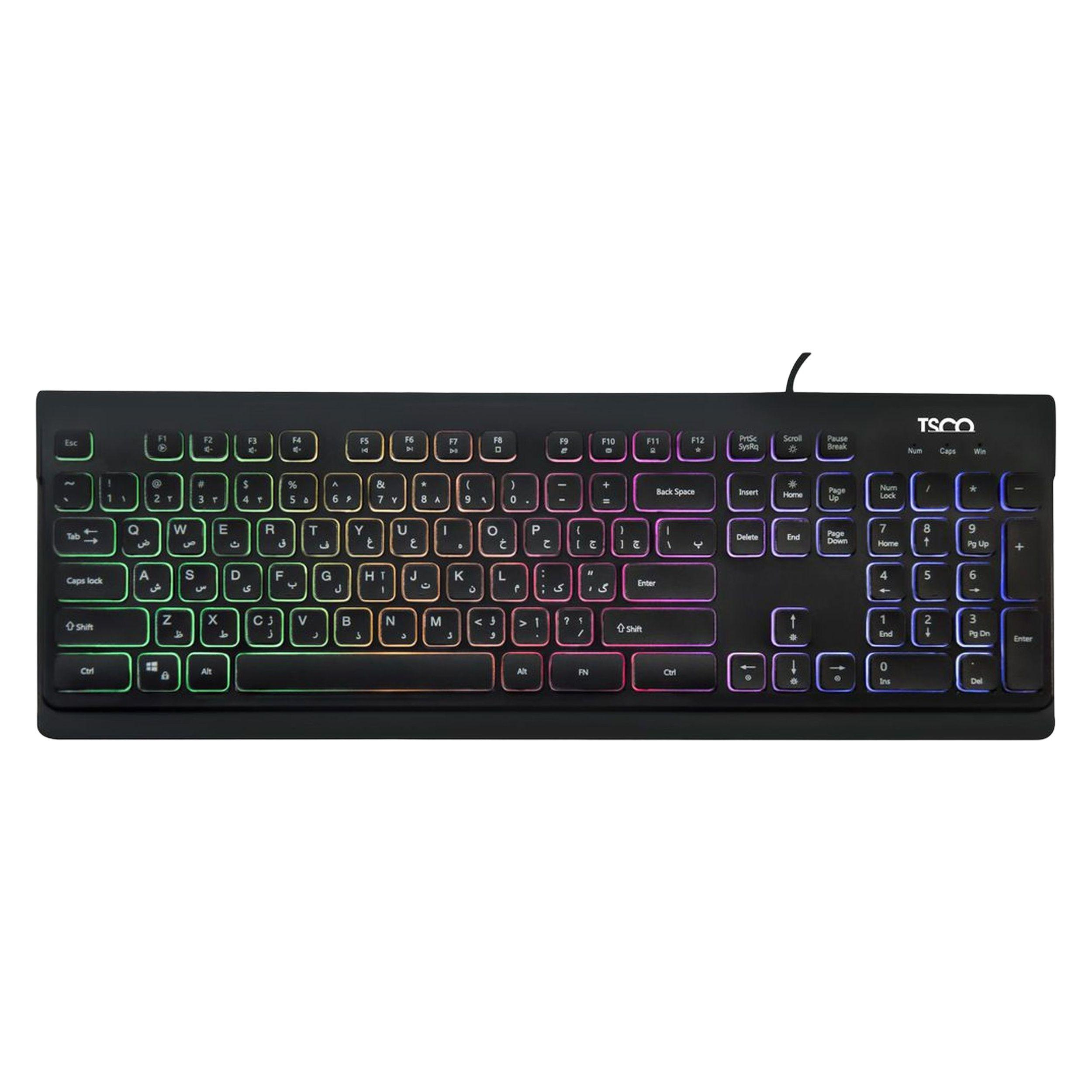 کیبورد گیمینگ تسکو مدل TK 8031، سوییچ ممبران، Full-Size، نورپردازی RGB کیبورد گیمینگ تسکو مدل TK 8031، سوییچ ممبران، Full-Size، نورپردازی RGB